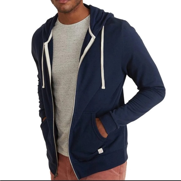 Marine Layer Men's Afternoon Fleece Full Zip Lightweight HoodieEmbroidery Size S - Picture 1 of 9